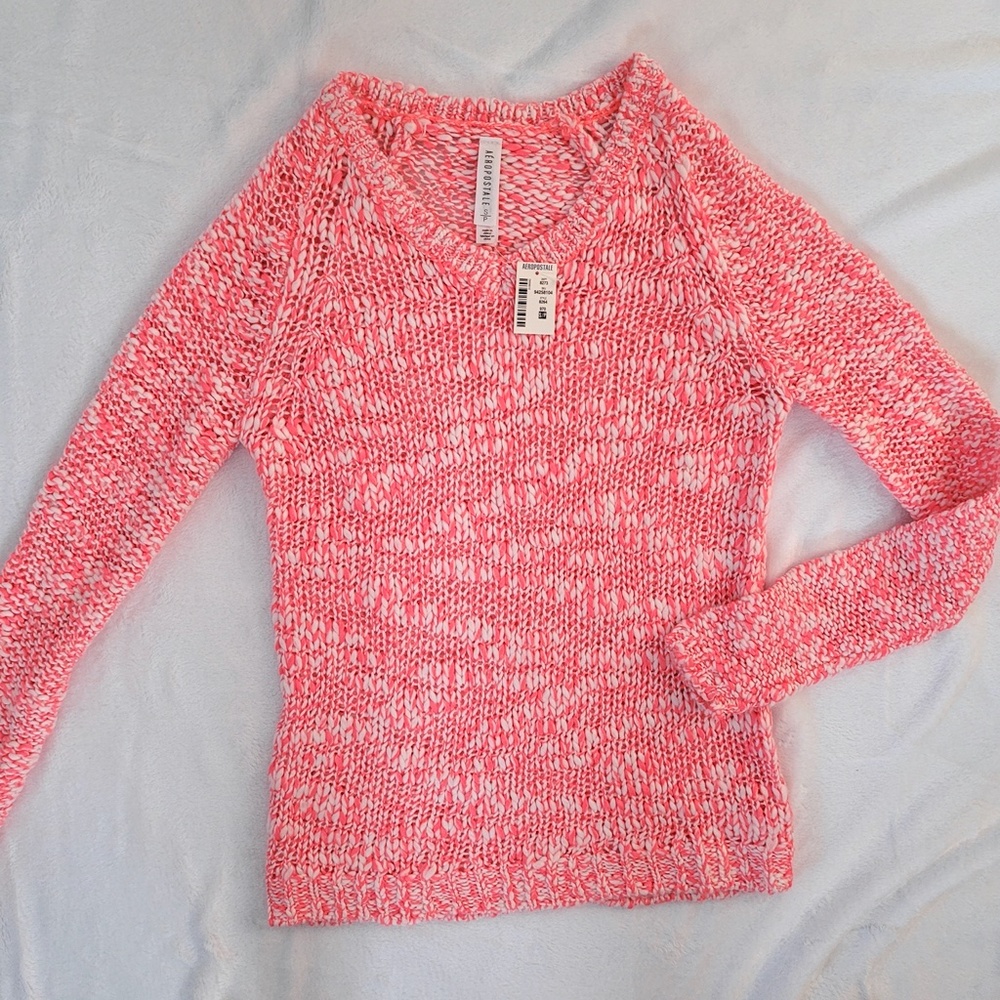Aeropostale Neon Pink Wool Marled Pullover Sweater NWT // Small